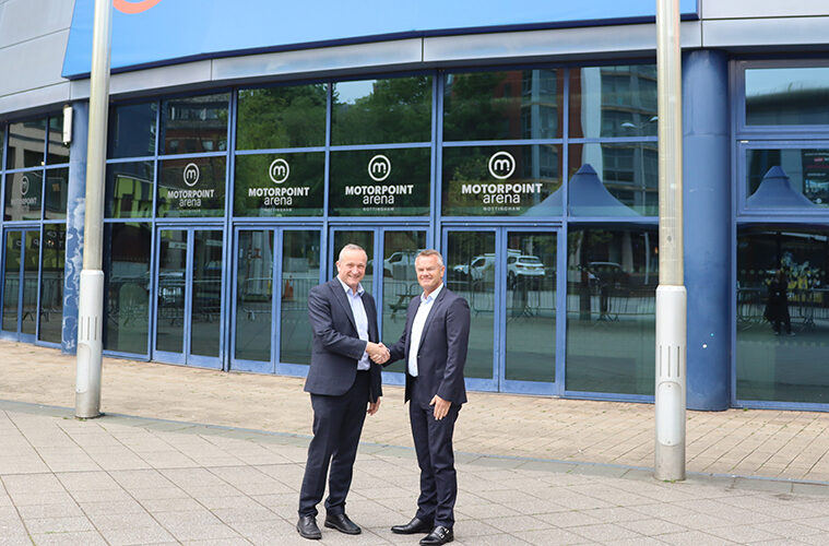 Martin Ingham (CEO â National Ice Centre_Motorpoint Arena) and Mark Carpenter (CEO â Motorpoint)